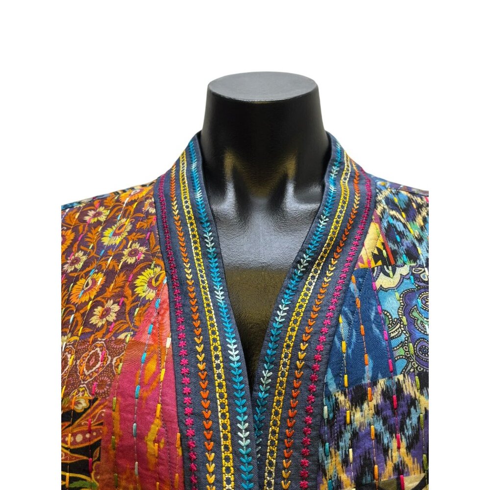 John Mark Patchwork Quilted Jacket Multi-Color Op… - image 5